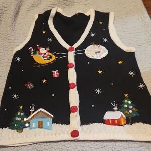 Vintage, Holiday Editions, Festive, Christmas, Holiday, Embroided Sweater Vest